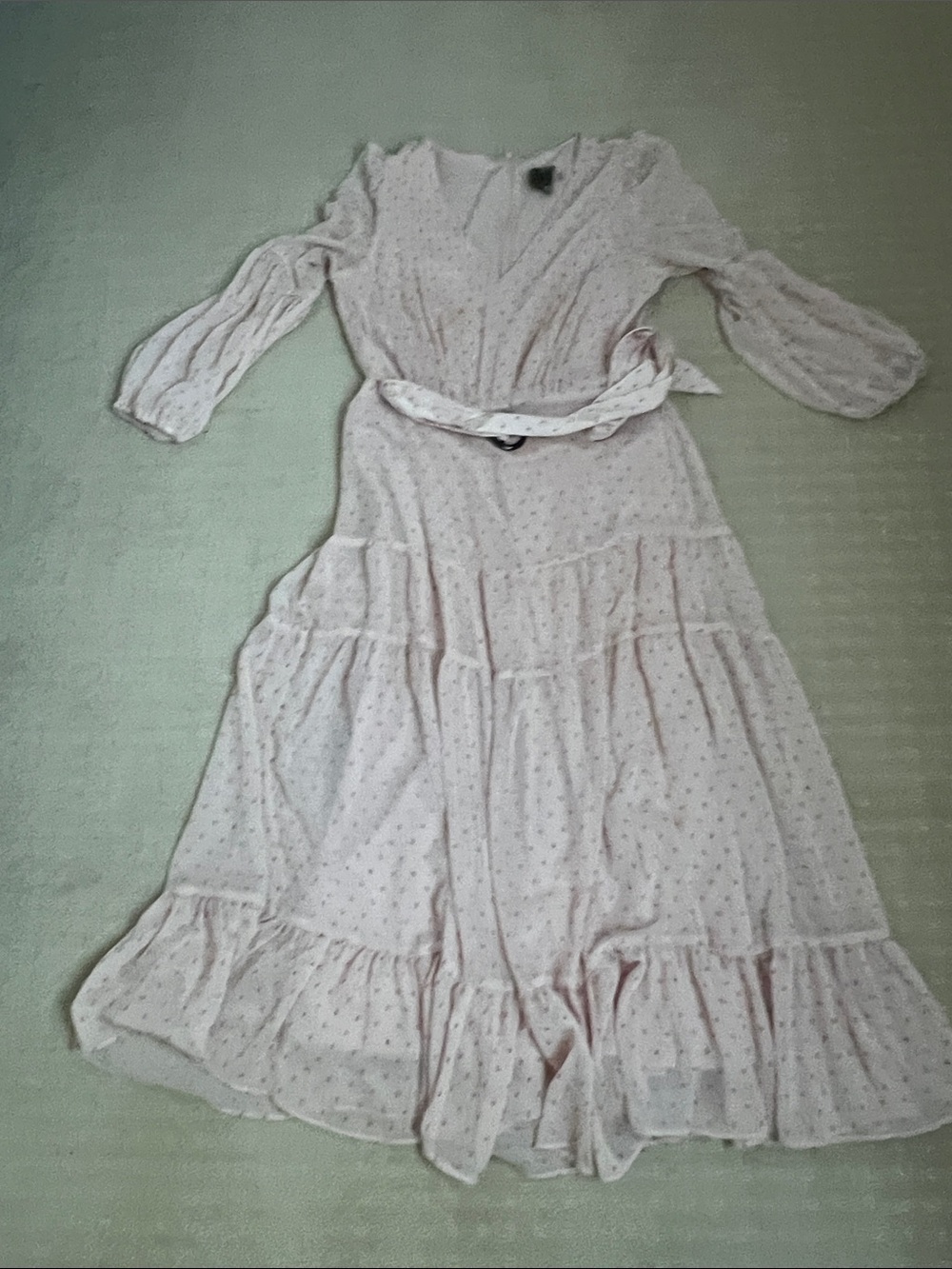 Taylor Pale Pink Wrap Tiered Midi Dress